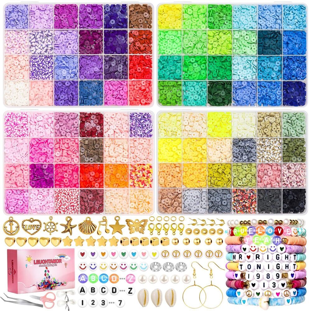 4883 15000PCS Clay Beads 96 Colors Friendship Bracelet Making Kit 4 Boxes